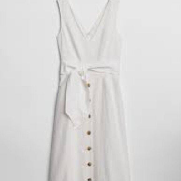 Gap White Linen Midi Sleeveless Dress, Size 6 - Picture 2 of 6